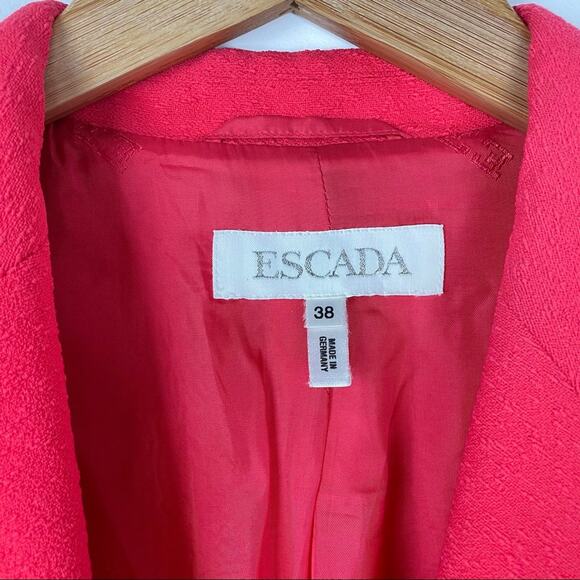 Escada | Bright Orange Blazer Wool Blend Structured Coral 6 - Picture 4 of 9